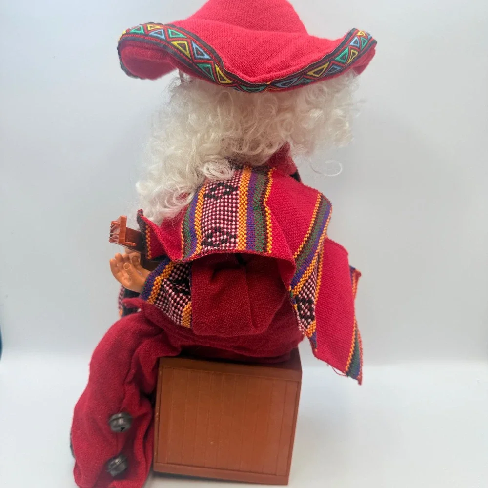 Christmas International Animated Southwestern Santa Claus Playing Guitar Broken